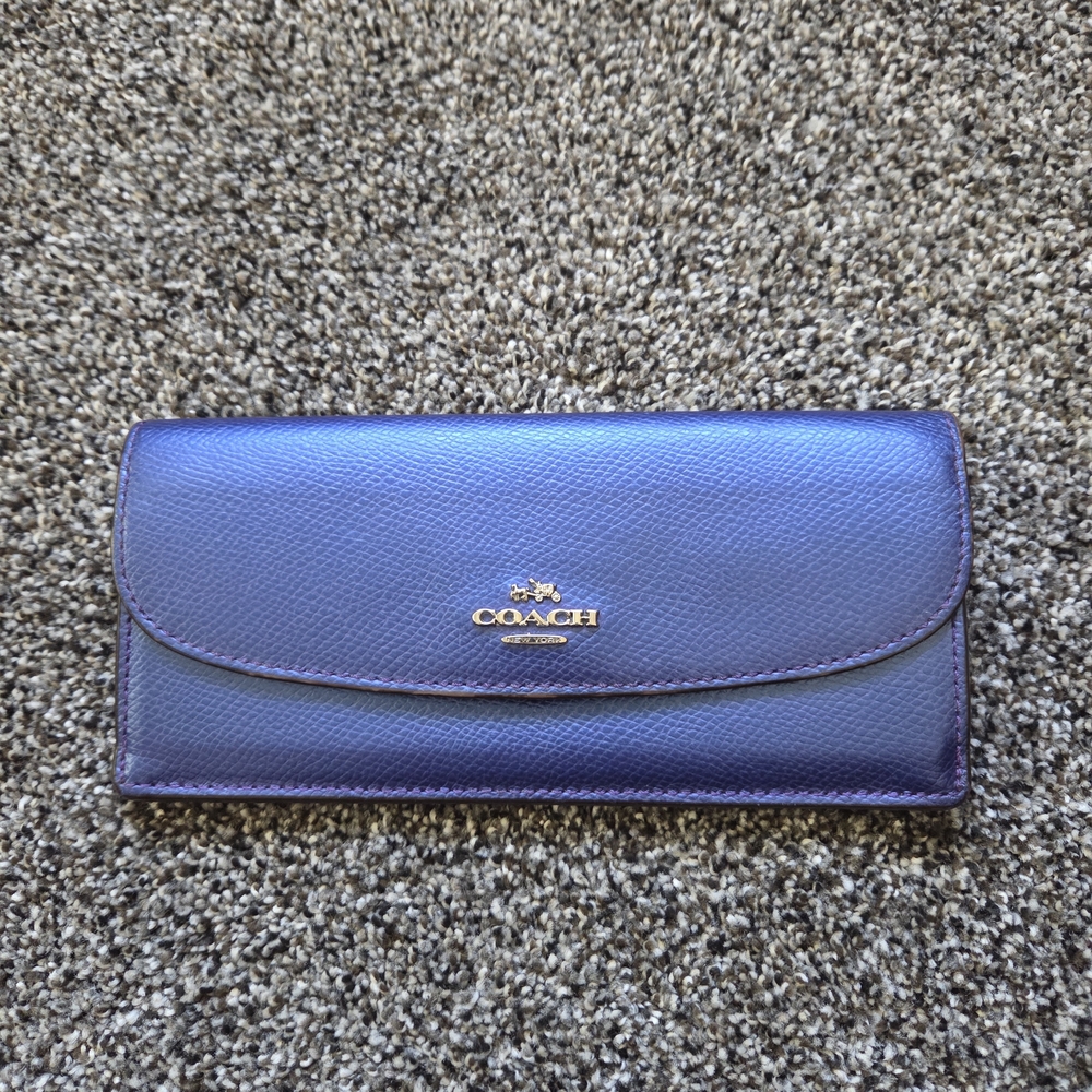 Coach Metallic Purple Leather Wallet